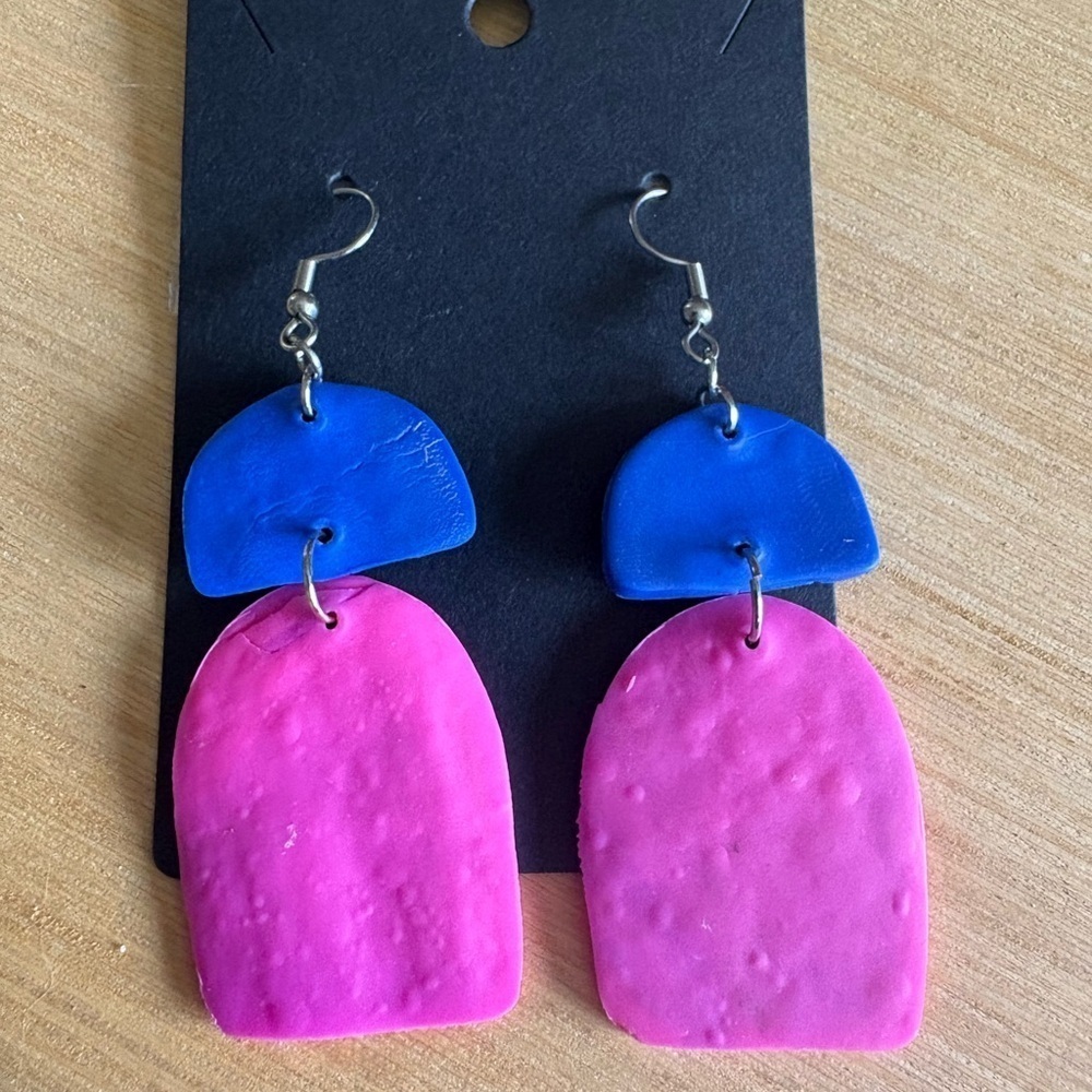 Pink and Blue Dangle Earrings